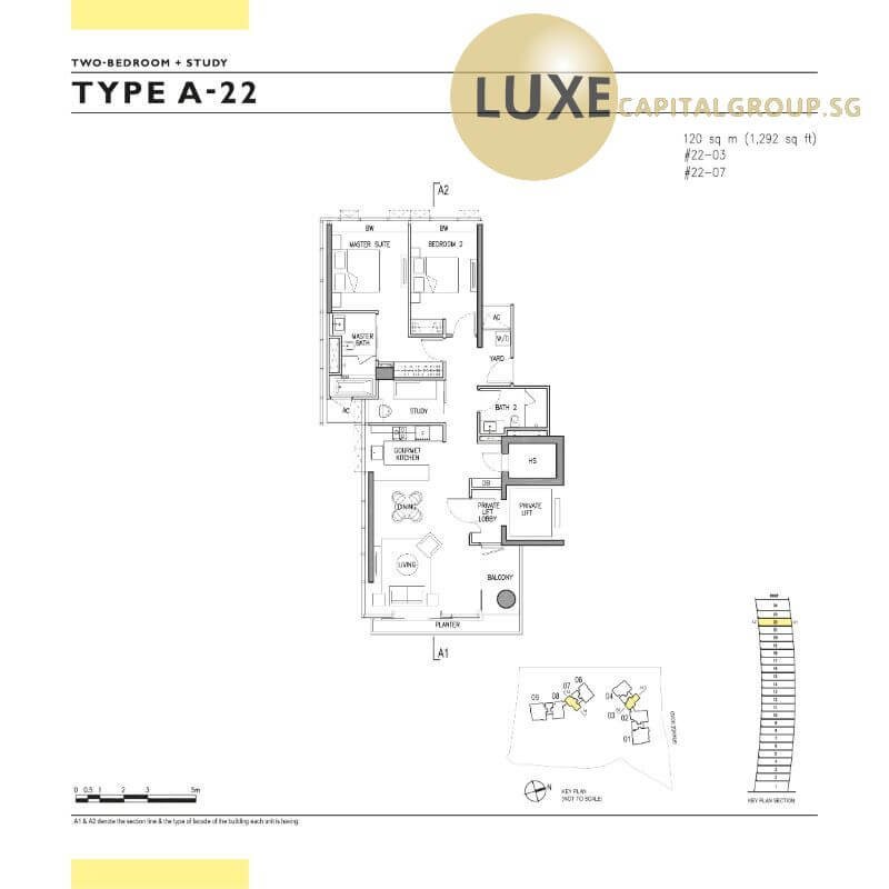 Gramercy Park-Floorplan-2BR+S-Type-A22