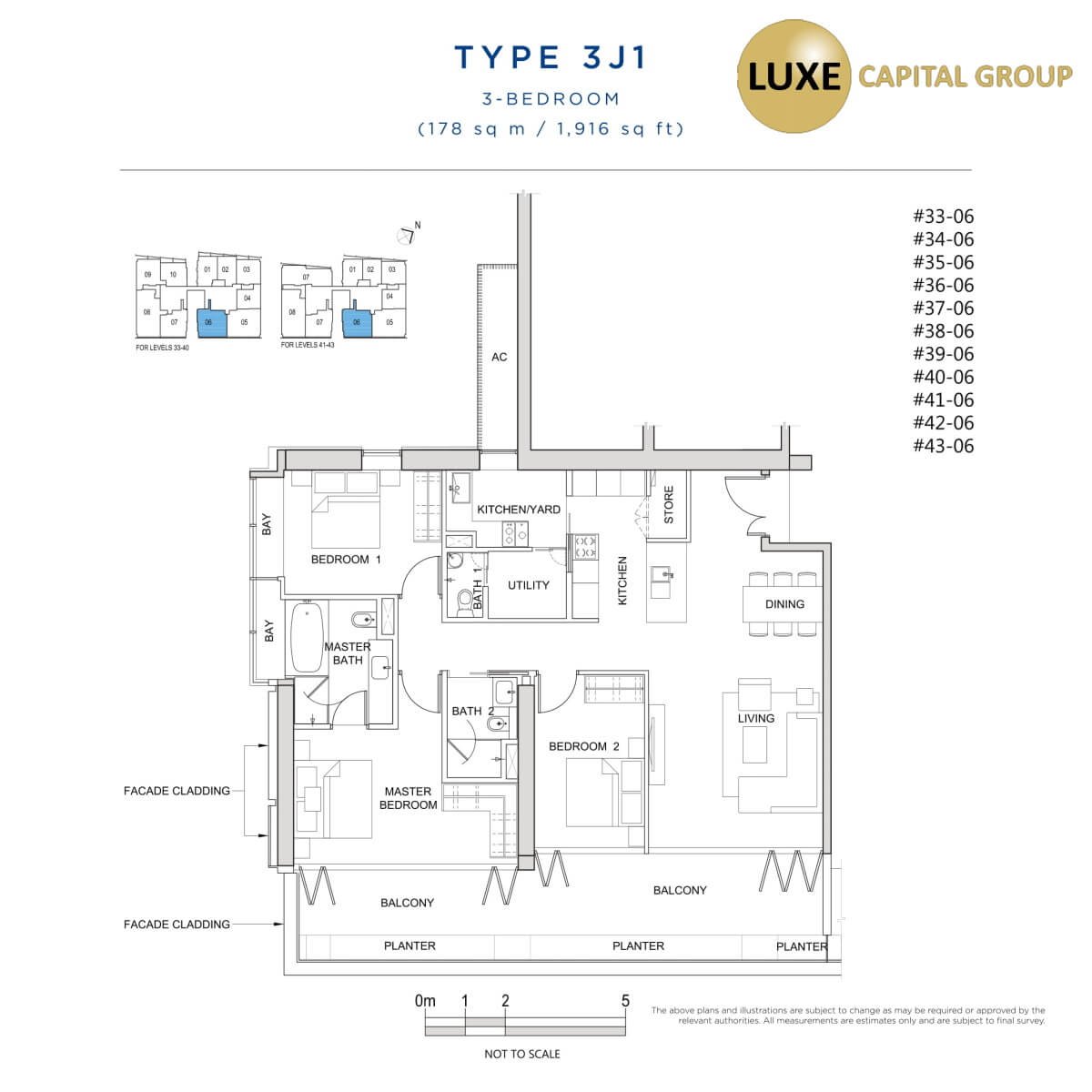 South Beach Residences Floorplan - Type 3J1 - 3 BR