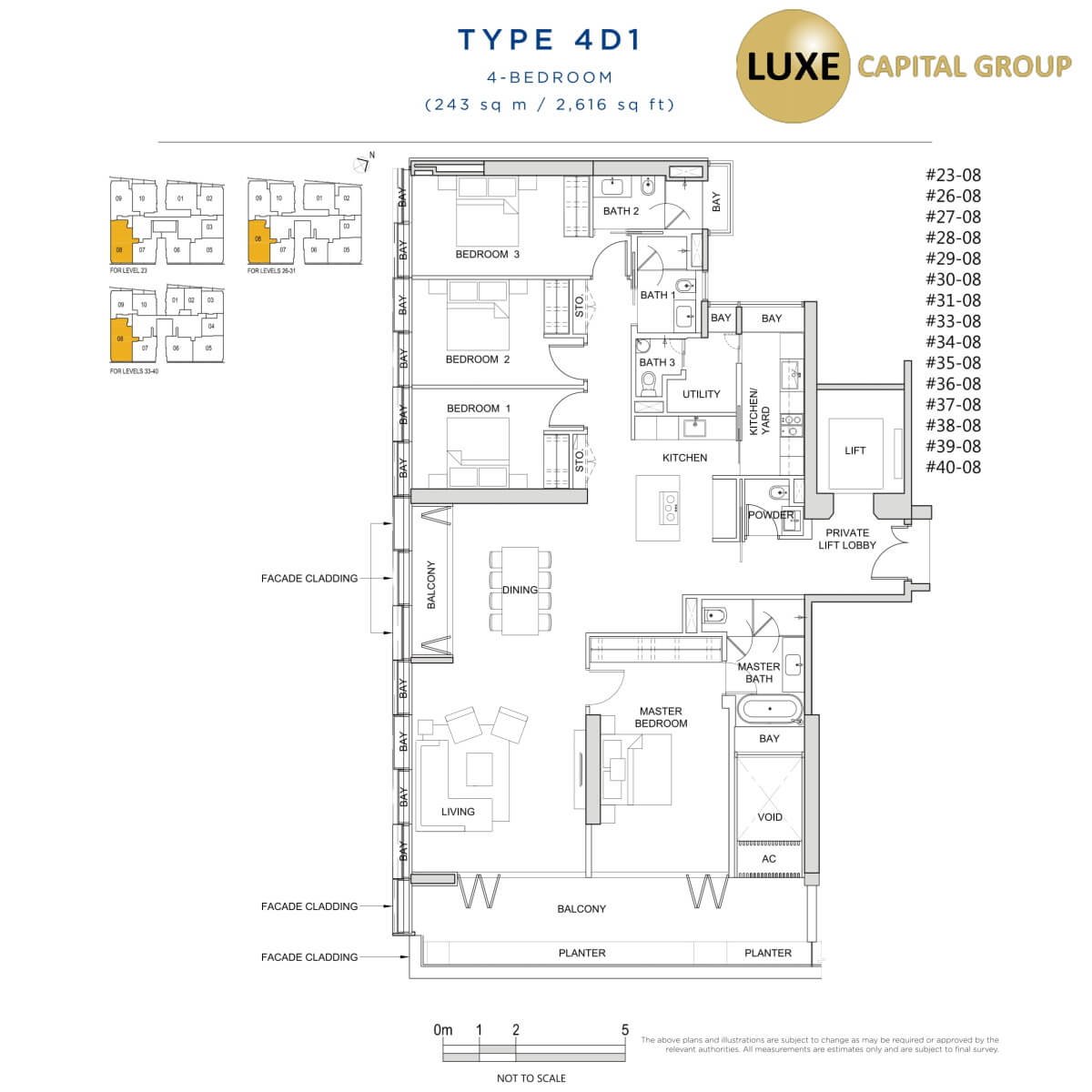 South Beach Residences Floorplan - Type 4D1 - 4 BR