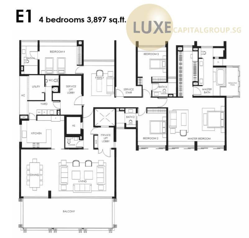 The Nassim Floorplan - 4 bedroom Type E1